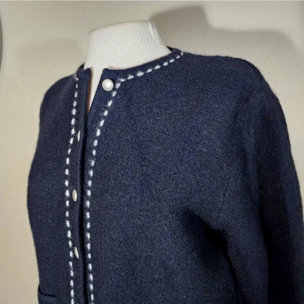 Karen Scott 100% Wool Cardigan Black Size L - Picture 7 of 17